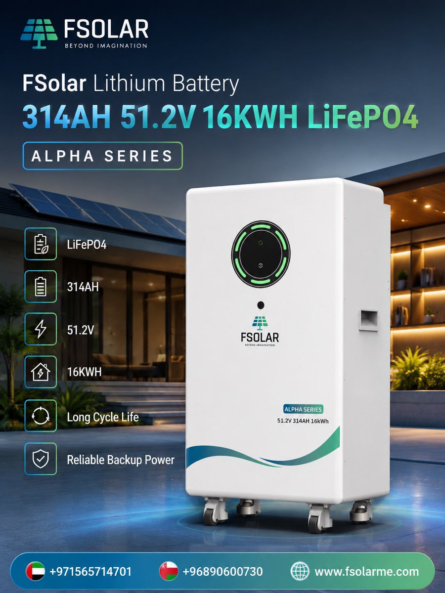 fsolarme's tweet photo. FSolar Alpha Series Lithium Battery – 314Ah | 51.2V | 16KWH LiFePO4 https://t.co/KmBNSV9Pug