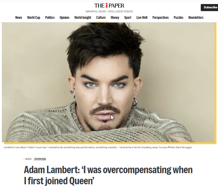 dianik_bg's tweet photo. THE PAPER Adam Lambert :‘I was overcompensating when I first joined Queen’
Handsome and more imposing than I was expecting,he is dressed head-to-toe in black,with chunky platform boots /that voice of his–multi-octave and ozone-puncturing
#AdamLambert #ADAM
https://t.co/mnWEqljbbu https://t.co/456gIk15ji