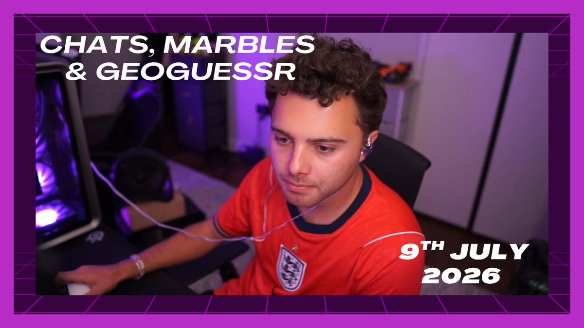 mfewtrelltwitch's tweet photo. 💟MAX•FEWTRELL•TWITCH•STREAM💟
Chats, Marbles & GeoGueesr - 9th July 2026
https://t.co/9xSNDw0l8A
#maxfewtrell #twitch #twitchstreamer #gamer #quadrant https://t.co/yG3kDfhIr7