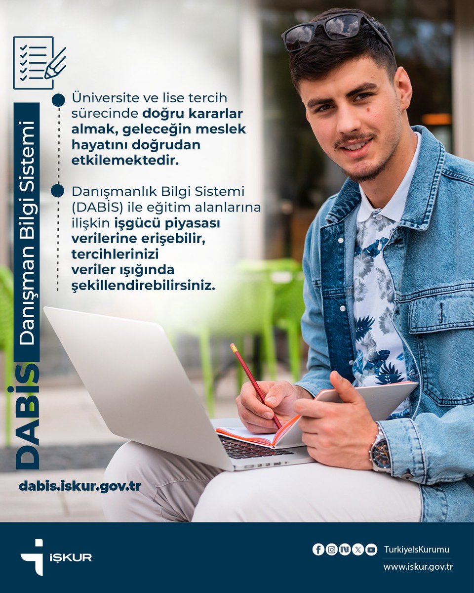 TurkiyeIsKurumu's tweet photo. 📝Tercih Döneminde DABİS ile Sizlerin Yanındayız❗️
 
#DABİS
#MeslekDanışmanlığı
#KariyerPlanlama https://t.co/0YLmTAi5gb
