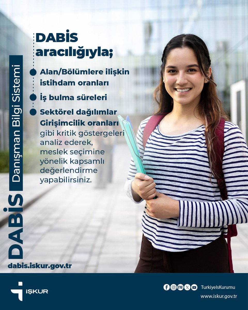 TurkiyeIsKurumu's tweet photo. 📝Tercih Döneminde DABİS ile Sizlerin Yanındayız❗️
 
#DABİS
#MeslekDanışmanlığı
#KariyerPlanlama https://t.co/0YLmTAi5gb