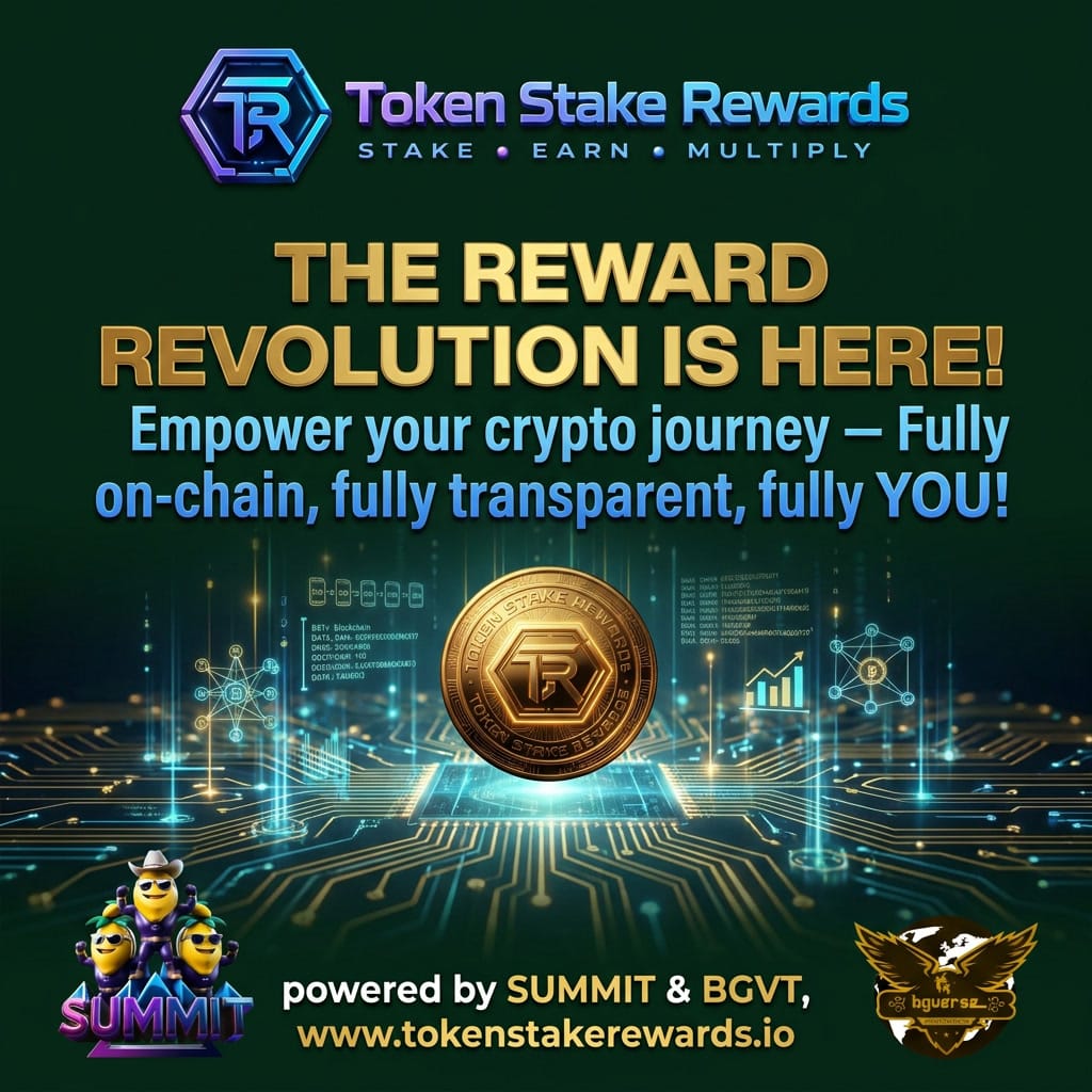TSRewards's tweet photo. 🚀 THE REWARD REVOLUTION IS HERE! 💥 Empower your crypto journey with Token Stake Rewards — fully on-chain, transparent, and YOU-controlled! 💰 Stake, earn, multiply with SUMMIT & BGVT. Join the future now! 🔥 https://t.co/vcpHShdiop #CryptoRevolution #DeFi #OnChainRewards #tsr #summit #bgvt #cryto #bullrun #cryptostake #CryptoPrediction