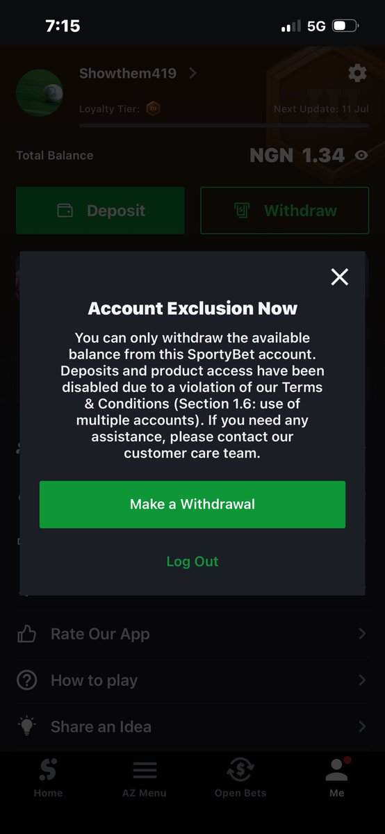 callmeshowthem's tweet photo. I need you help me solve this issue @SportyBetNG I’ve chat the customer care so many times but no changes. I need access to my account pls @SportyBetNG https://t.co/eOnBtWsNSe