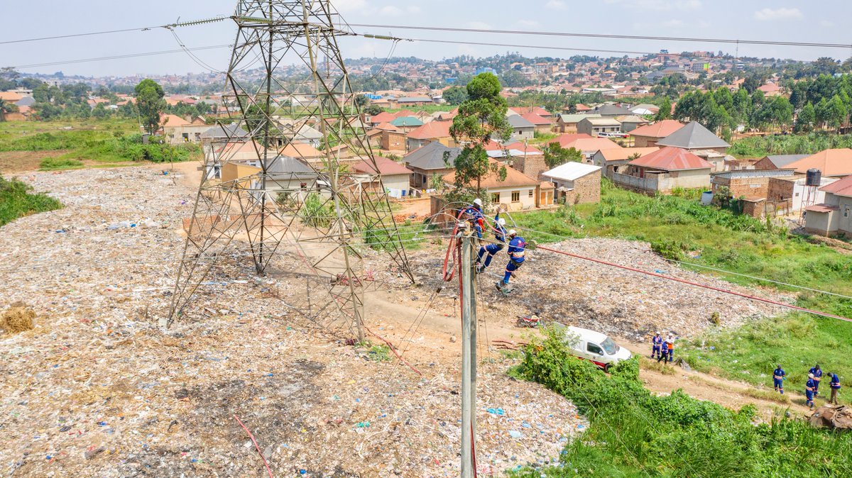 UEDCLTD's tweet photo. For sometime, the power line linking Waligo and Kawanda Substation suffered avian interference by birds feeding off this dump site causing frequent bird-induced outages, electrocuting the birds and posing potential safety risks to the Community.

#UEDCLinService now installing bird interrupt covers to curtail avian interference and improve the reliability of the line.

This protective measure demonstrates our commitment to reliable electricity delivery and environmental stewardship by supporting harmonious coexistence with wildlife.

https://t.co/lJcrSSZy14.

#LightingUpYourWorld