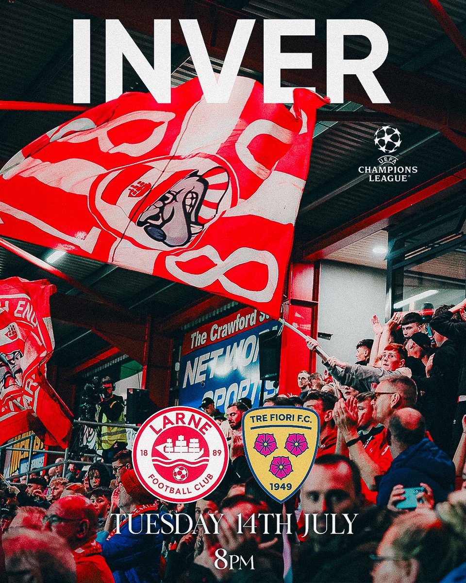 larnefc's tweet photo. For only the second time ever - the UEFA Champions League is coming to our home 🌍

Let’s fill Inver and cheer the Invermen on to the next round 📣🔴

🎟️ https://t.co/paNsOLKAkA

#HarbourBorn #MakingWaves https://t.co/8plUrvcOgv