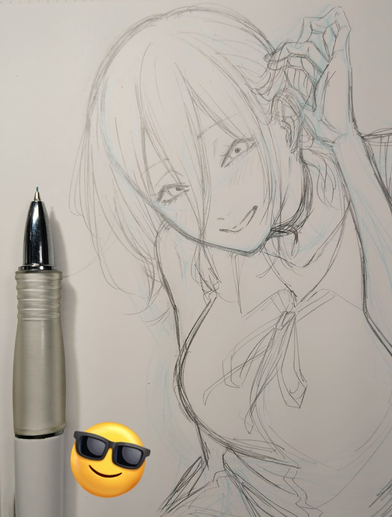 tama_4001's tweet photo. レゼアナログイラスト完成✨️
色紙以外でコピック使うの久々すぎてよくわからんかったけど楽しかった😊 https://t.co/TJ4aMamZLe