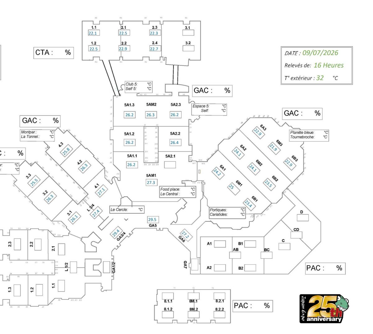 japanexpo's tweet photo. Si vous vous inquiétez des températures à Japan Expo, voici le relevé dans les halls à 16h pour jeudi 9 juillet ! ☀️❄️

👉 https://t.co/EsFPaXeShp

🇬🇧 If you're worried about the temperatures at Japan Expo, here are the readings from the halls at 4:00 p.m. on Thursday, July 9! ☀️❄️