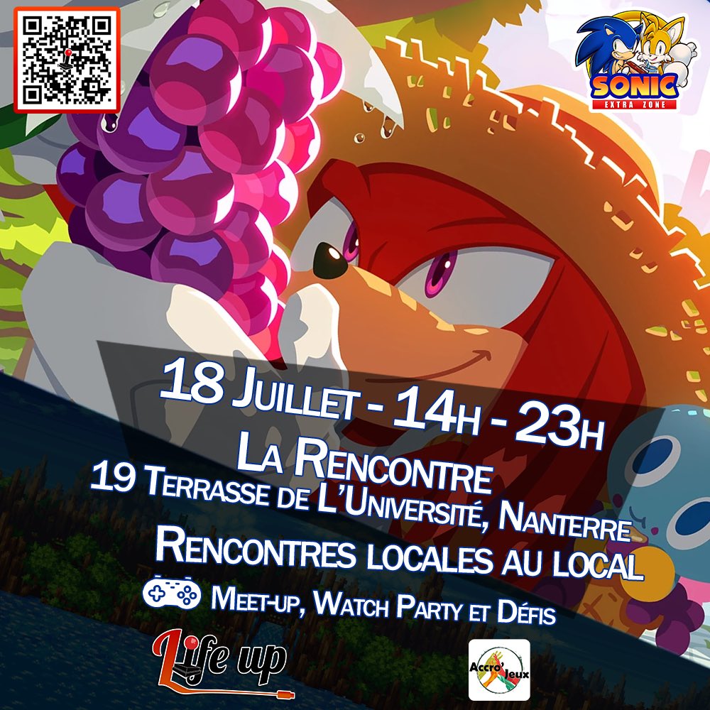 AssoLifeUp's tweet photo. 🦔 SONIC EXTRA ZONE 🦔

L’été ne nous empêchera pas de célébrer notre hérisson préféré ! ☀️

📅 18 juillet • 14h-23h
📍 La Rencontre, Nanterre

🎮 Meet-up • 📺 Watch Party • 🕹️ Défis

#Sonic #SEGA https://t.co/xdSXUOGRFc