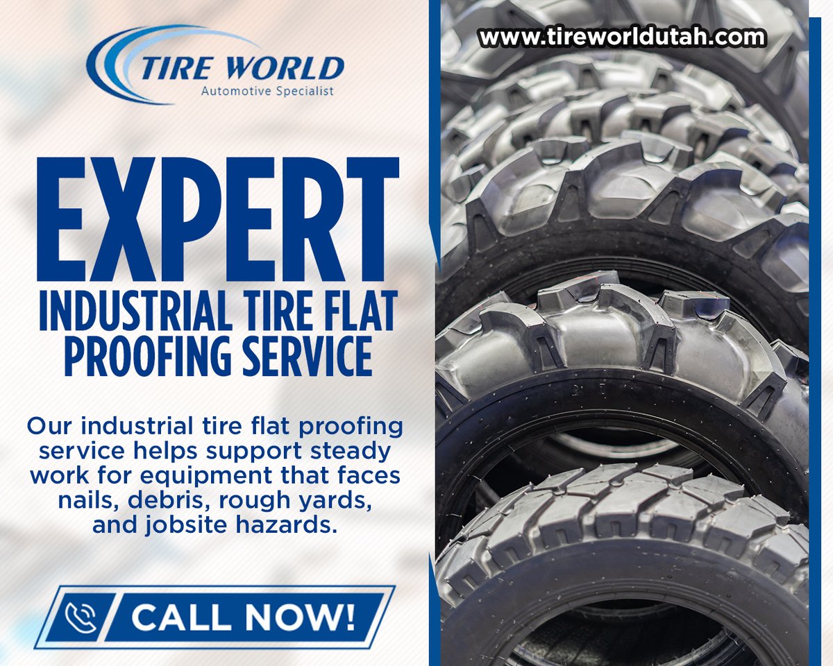 TireWorldSLC's tweet photo. Flat tires slowing the workday? 🛞 Tire World offers industrial tire flat-proofing service for forklifts, loaders, skid steers, and jobsite equipment. Book industrial tire flat-proofing service today!

🌐 https://t.co/wNNZdezQrw

#IndustrialTireFlatProofingService #TireWorld https://t.co/VWQoGV0TDQ