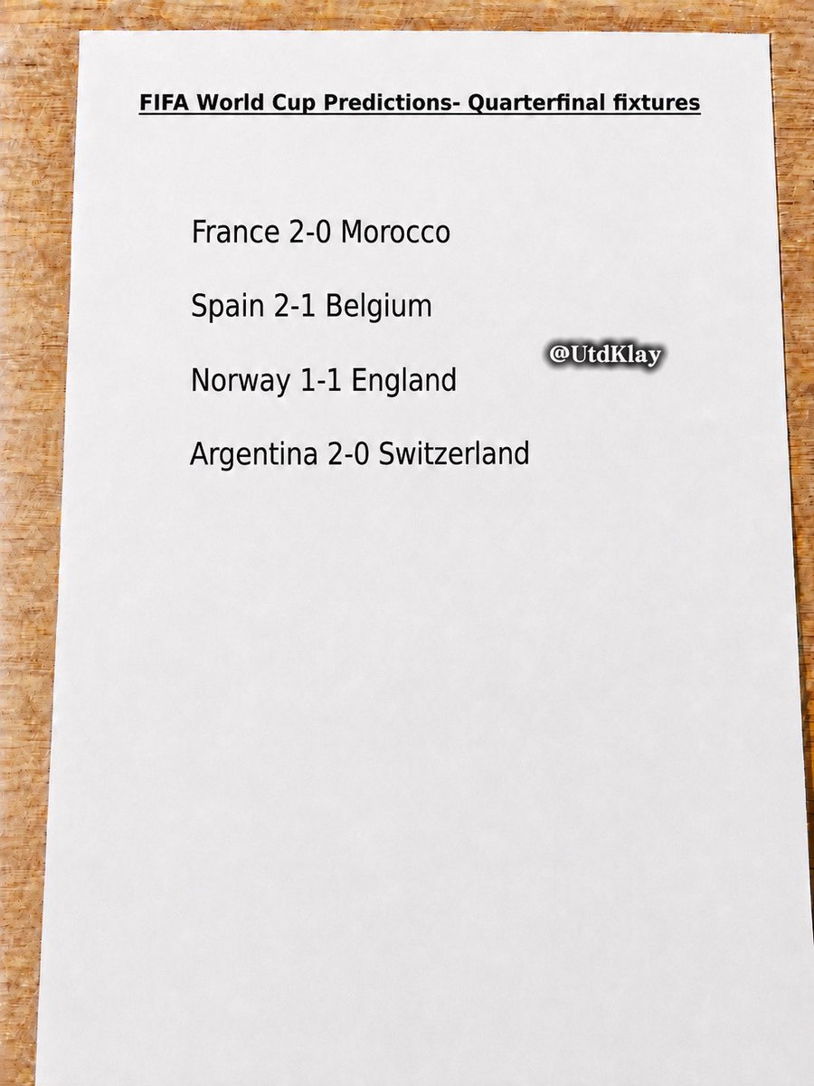 UtdKlay's tweet photo. 🚨World Cup Predictions- Quarterfinals fixtures:

day 2: la roja vs red devils

🇪🇸 Spain 2-1 Belgium 🇧🇪…. love https://t.co/Ie0pVvnmL3