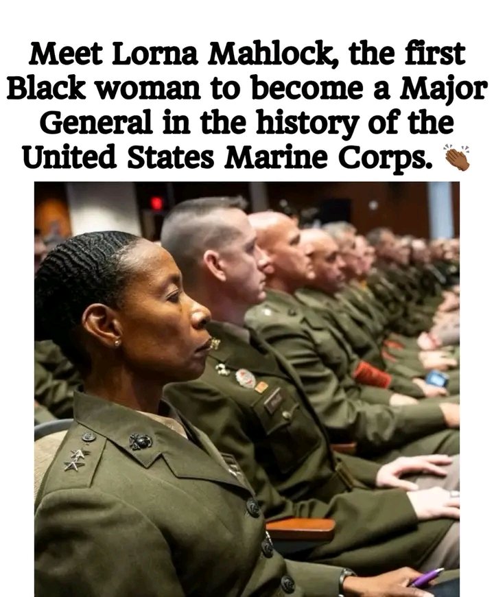 United_Africanz's tweet photo. Meet Lorna Mahlock, the first Black woman to become a Major General in the history of the United States Marine Corps. 👏🏾 https://t.co/8DPItQjEyK