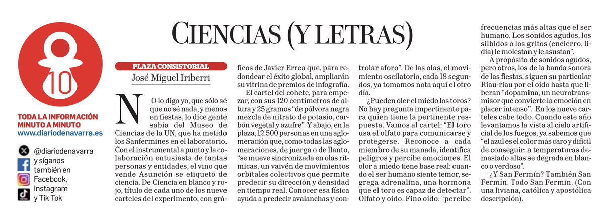 microBIOblog's tweet photo. La ciencia en blanco y rojo, ciencia en san Fermín.
En @DiariodeNavarra https://t.co/oFFat2effJ