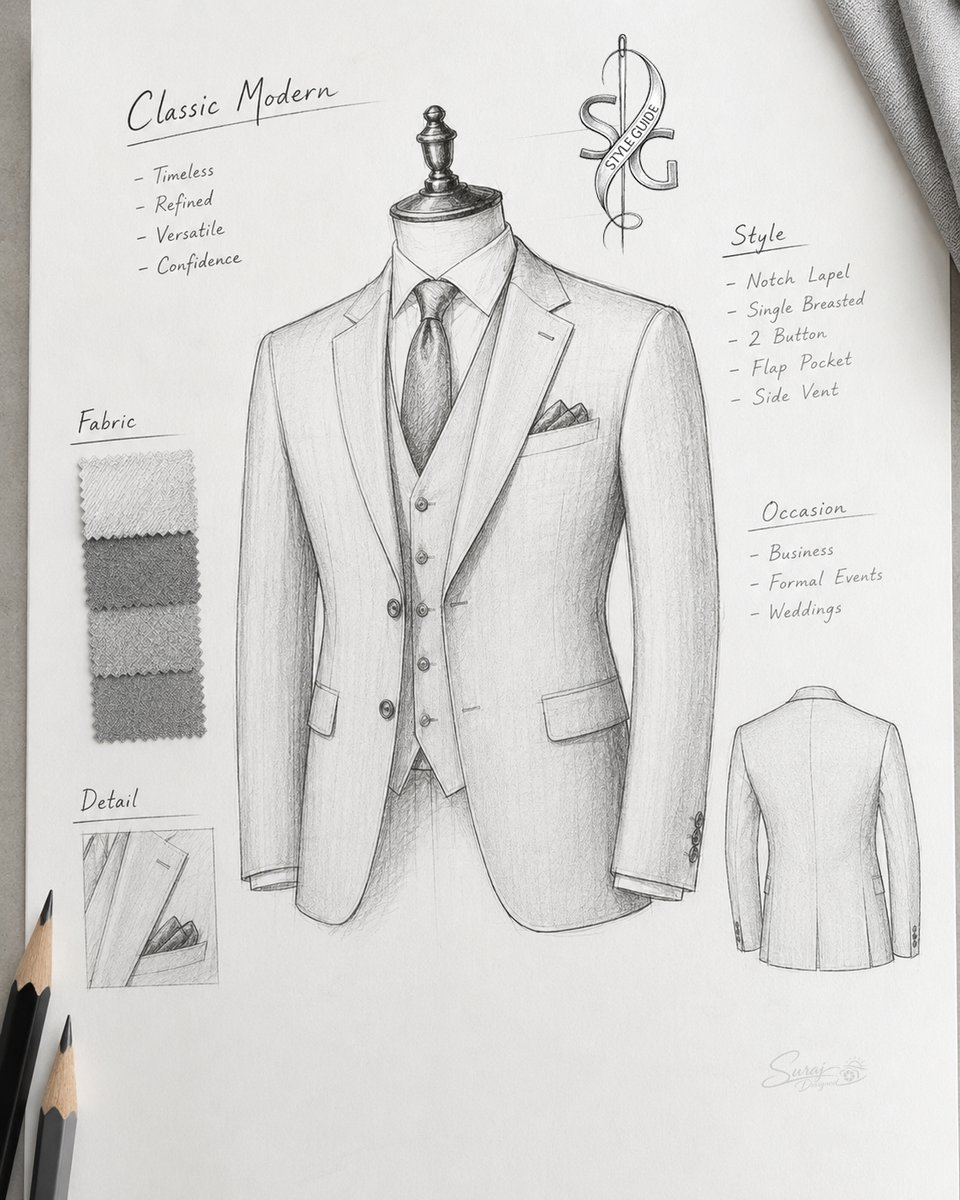 sg_suit's tweet photo. Every custom suit starts long before the fabric is cut. It starts with an idea. https://t.co/okRnPT1jDR