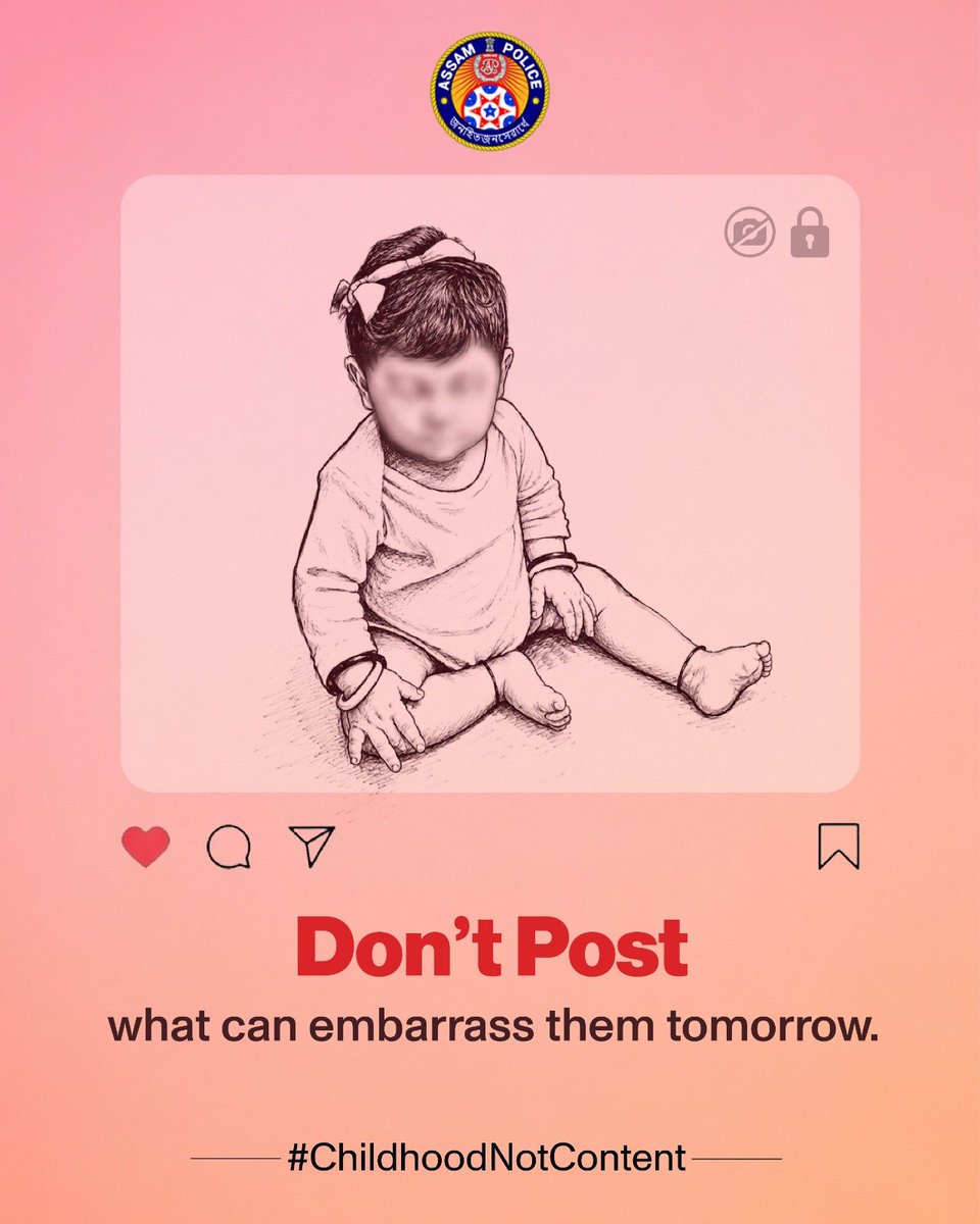 assampolice's tweet photo. A child’s cute moment is not public property.

Once posted online, a photo can be saved, shared, edited and misused in ways you never intended. What feels adorable today may become embarrassing or unsafe for the child tomorrow.

Pause before you post.

#ChildhoodNotContent https://t.co/cLsmgcfPfm