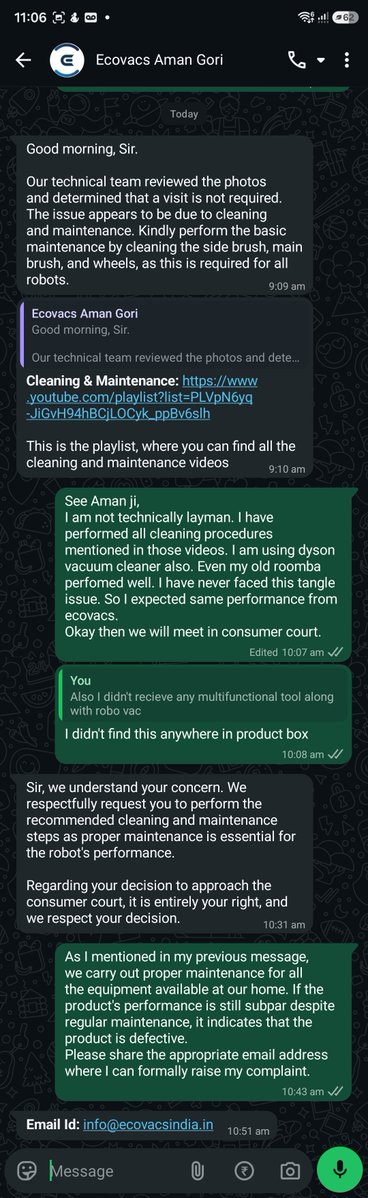 bh_devilal's tweet photo. @ecovacsrobotics This is the ecovacs x11 omni cyclone performance.
#ecovacs india https://t.co/DxXDijux6h