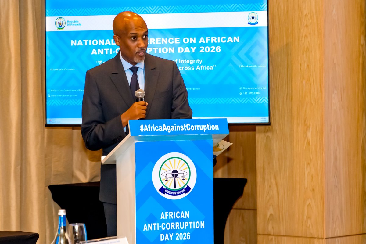 RwandaOmbudsman's tweet photo. 🚨BIRI KUBA🚨

I Kigali,hateraniye inama nyunguranabitekerezo yiga ku ngamba zo gukumira no kurwanya ruswa no kuzinoza kurushaho himakazwa ubunyangamugayo mu rugendo rwo gushyigikira  ibikorwa byo kurwanya ruswa muri Afurika . Iyi nama iri kuba mu rwego rwo kwizihiza Umunsi Nyafurika wo kurwanya ruswa,uba buri mwaka Itariki 11 Nyakanga 2026 nkuko insanganyamatsiko y’uyu mwaka ibivuga “Scaling Up the Promotion of Integrity and Anti-Corruption Actions Across Africa.”#AfricanAntiCorruptionDay

🚨HAPPENING NOW🚨

National Conference on African Anti-Corruption Day 2026 is underway in Kigali, bringing together Government Institutions, Civil Society Organizations, media practitioners, the private sector, and different stakeholders to discuss strategies for preventing, combating, and further strengthening anti-corruption efforts through the promotion of integrity. The conference is part of the celebration of the 2026 African Anti-Corruption Day, observed annually on 11 July, under this year's theme: "Scaling Up the Promotion of Integrity and Anti-Corruption Actions Across Africa."#AfricanAntiCorruptionDay