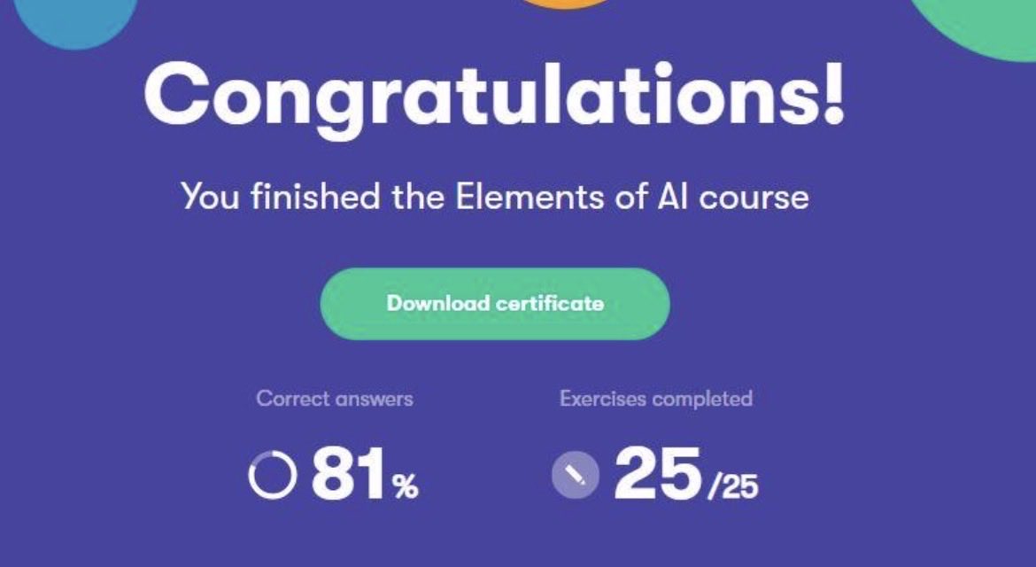 dr2alshehri's tweet photo. شهادة مجانية في الذكاء الاصطناعي من جامعة هلسنكي (University of Helsinki)

إذا كنت ترغب في دخول مجال الذكاء الاصطناعي أو تطوير معرفتك بأساسياته، فهذه الدورة تُعد من أفضل الخيارات المجانية على مستوى العالم.

دورة: Elements of AI

✅ مجانية بالكامل.
✅ شهادة إتمام مجانية.
✅ لا تتطلب أي خبرة أو معرفة برمجية مسبقة.
✅ الدراسة ذاتية وبالوقت الذي يناسبك.
✅ مناسبة لجميع التخصصات، وليس فقط لطلاب الحاسب.
✅ أكملها أكثر من مليون متعلم من أكثر من 170 دولة حول العالم.

ستتعلم خلالها:
• ما هو الذكاء الاصطناعي؟
• أساسيات تعلم الآلة (Machine Learning).
• الشبكات العصبية (Neural Networks).
• تطبيقات الذكاء الاصطناعي في الحياة العملية.
• أخلاقيات الذكاء الاصطناعي والتحديات المرتبطة به.

بعد إنهاء الدورة بنجاح ستحصل على شهادة إتمام مجانية يمكن إضافتها إلى سيرتك الذاتية وحسابك في LinkedIn.

رابط التسجيل:
https://t.co/3ARwBXpMM4

فرصة ممتازة لكل طالب، باحث، موظف أو أي شخص يرغب في بناء أساس قوي في الذكاء الاصطناعي دون أي تكلفة. (https://t.co/Y8DB41P175)