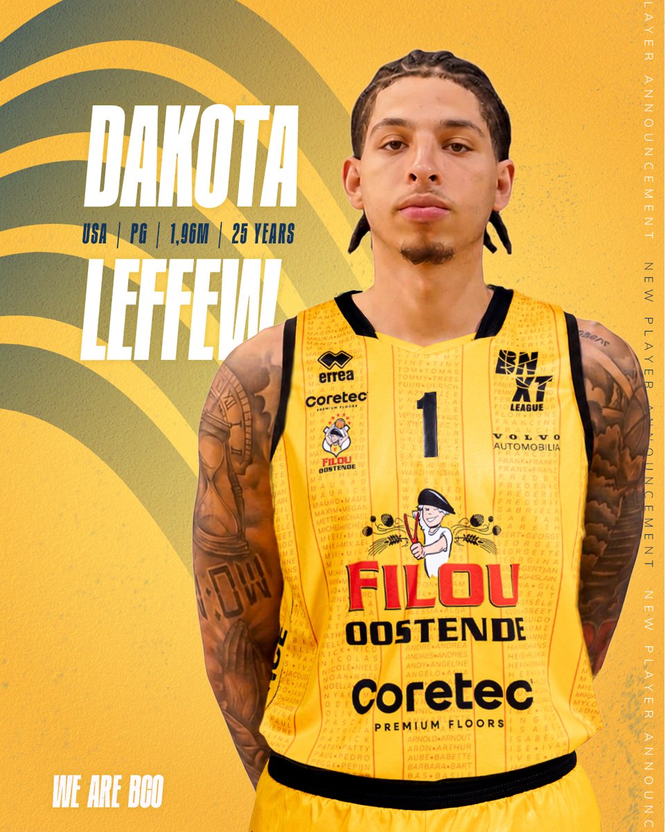bc_oostende's tweet photo. Welcome Dakota Leffew 🤩
De 25-jarige spelverdeler maakt de overstap naar BCO. Meer over onze nieuwe guard via: https://t.co/JATpRDbKqT
#wearebco https://t.co/ngPO56HVpn