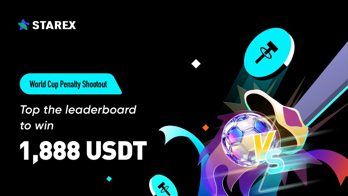StarEx_Global's tweet photo. ๐ฅ Prove you are the best in the #StarEx World Cup Penalty Shootout!
๐ Top the leaderboard to claim 1888 USDT.
Start strong with a 5U bonus on your very first trade, and unlock a 50U reward for hitting 10 daily wins!
๐ Do you have what it takes?
๐ Secure your spot:
๐ https://t.co/861rIPzJoN
#Crypto #Trading #WorldCup