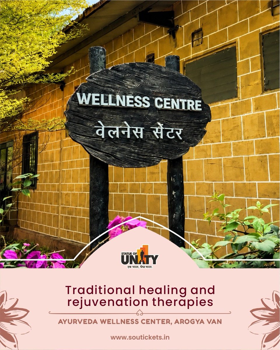 souindia's tweet photo. Take a break from the hustle and embrace holistic wellness. From Yoga and Meditation to rejuvenating Ayurvedic therapies, discover a refreshing escape at Arogya Van near Statue of Unity.
#HolisticWellness #ArogyaVan #StatueOfUnity #Yoga #Meditation #Ayurveda #NatureFirst #EktaNagar
@GujaratTourism @tourismgoi @InfoGujarat