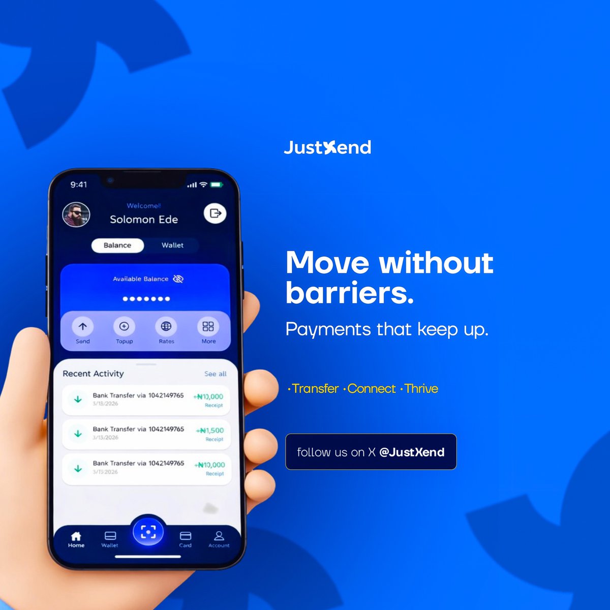 JustXend's tweet photo. The future of payments isn’t just about moving money.

It’s about making every transfer feel simple, dependable, and accessible no matter where life takes you. 💙 https://t.co/7XJYxB8Heo