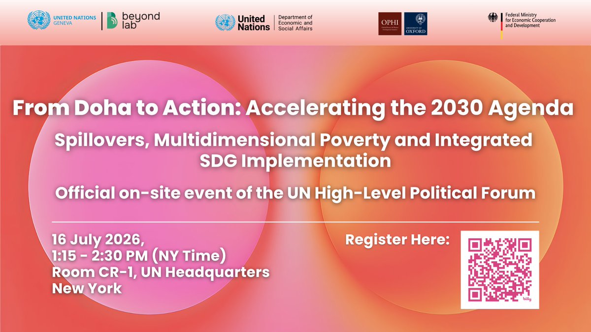 ophi_oxford's tweet photo. Register to join this 16 July our official on-site event to #HLPF2026 with @TheBeyondLab &amp; @UNDESASocial 

Speakers will discuss the role of collaborative and integrated approaches to accelerate the 2030 Agenda including multidimensional poverty eradication. https://t.co/5XfCi8pEeu