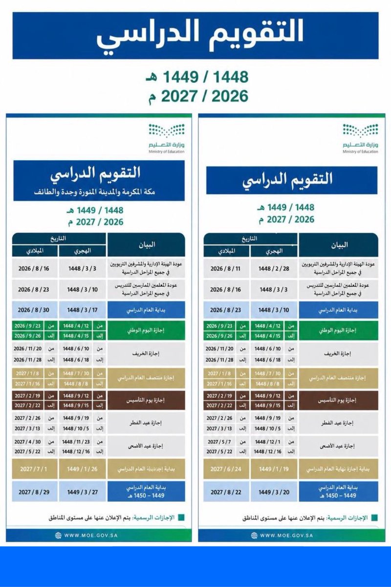 sm55b's tweet photo. • التقويم الدراسي 1448 / 1449
• التقويم الهجري 1448 https://t.co/YOczdPlhhw