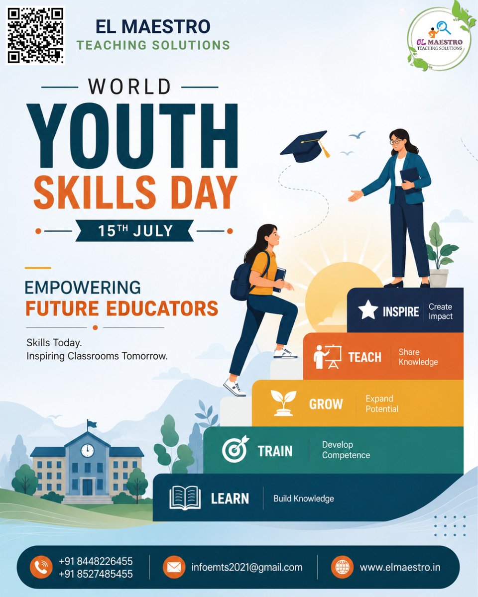 TeachingEl's tweet photo. Every great teacher starts as a learner. 🌱👩‍🏫
On World Youth Skills Day, we celebrate the power of continuous learning, skill development, and growth that empowers future educators to inspire generations.

At El Maestro Teaching Solutions 

#WorldYouthSkillsDay #YouthSkillsDay https://t.co/2bZ6QAf7qG