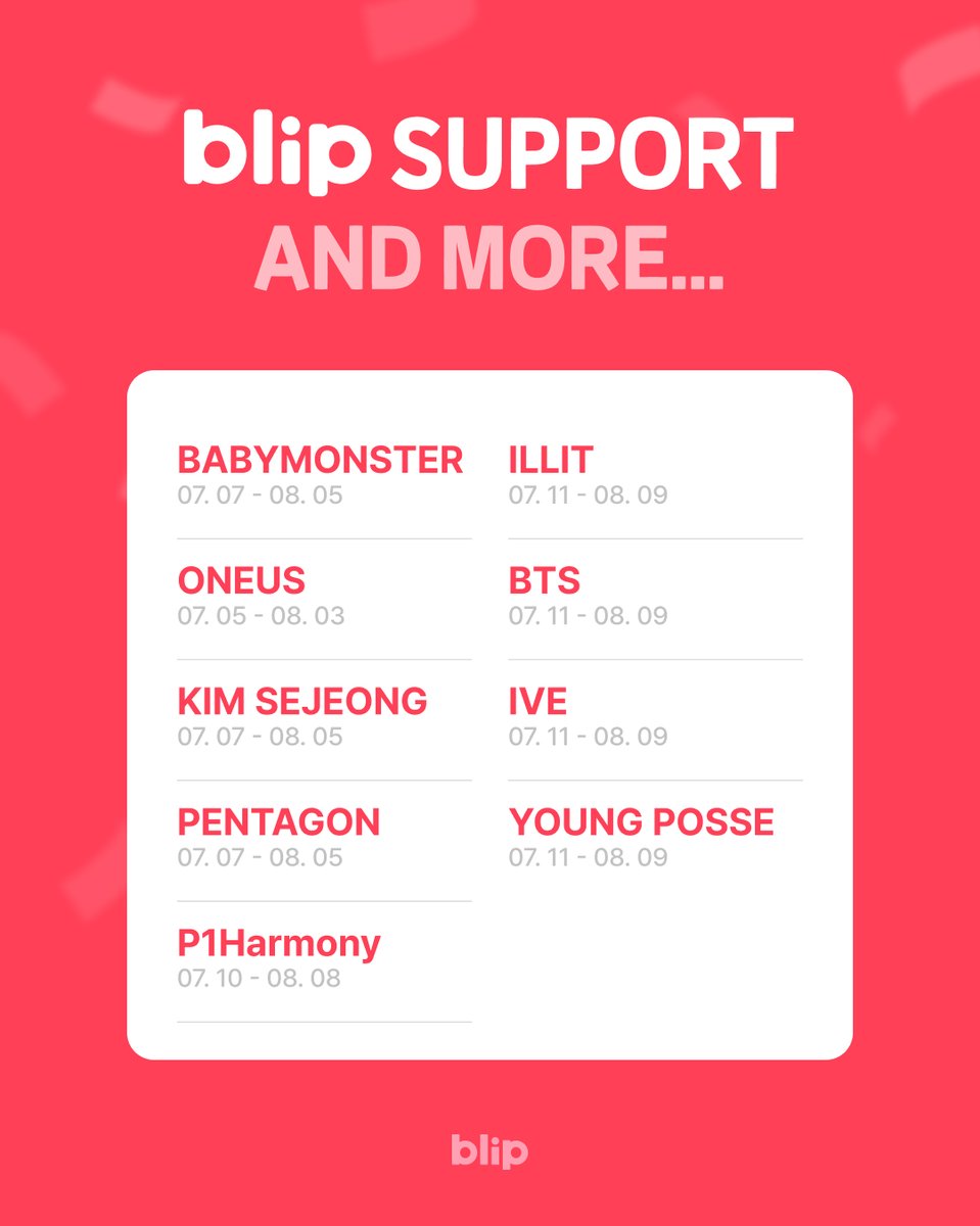 blip_twt's tweet photo. #CORTIS #idle #AND2BLE #IVE #RIIZE #Hearts2Hearts #BABYMONSTER #ONEUS #KIMSEJEONG #PENTAGON #P1Harmony #ILLIT #BTS #IVE #YOUNGPOSSE #BOYNEXTDOOR #FIFTYFIFTY #KISSOFLIFE #AHOF #MEOVV
#TREASURE #andTEAM #8TURN #Billlie
#๋ธ๋ฆฝ์ํฌํธ #blipSupport #๋ธ๋ฆฝ #blip #๋น
ํฌ #BIGC https://t.co/ptIwsblXhQ