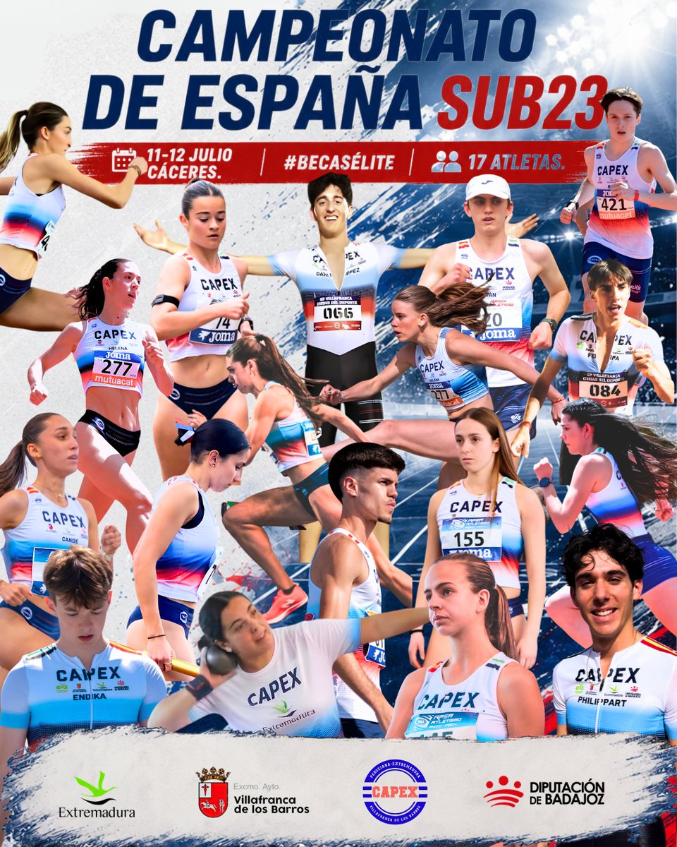 AtletismoCAPEX's tweet photo. ¡CAMPEONATO DE ESPAÑA SUB23 EN CÁCERES! 🇪🇸🏃‍♂️💨 https://t.co/RjJKyYAnK9