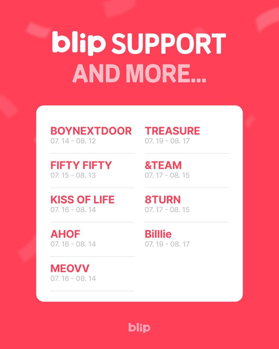 blip_twt's tweet photo. #CORTIS #idle #AND2BLE #IVE #RIIZE #Hearts2Hearts #BABYMONSTER #ONEUS #KIMSEJEONG #PENTAGON #P1Harmony #ILLIT #BTS #IVE #YOUNGPOSSE #BOYNEXTDOOR #FIFTYFIFTY #KISSOFLIFE #AHOF #MEOVV
#TREASURE #andTEAM #8TURN #Billlie
#๋ธ๋ฆฝ์ํฌํธ #blipSupport #๋ธ๋ฆฝ #blip #๋น
ํฌ #BIGC https://t.co/ptIwsblXhQ