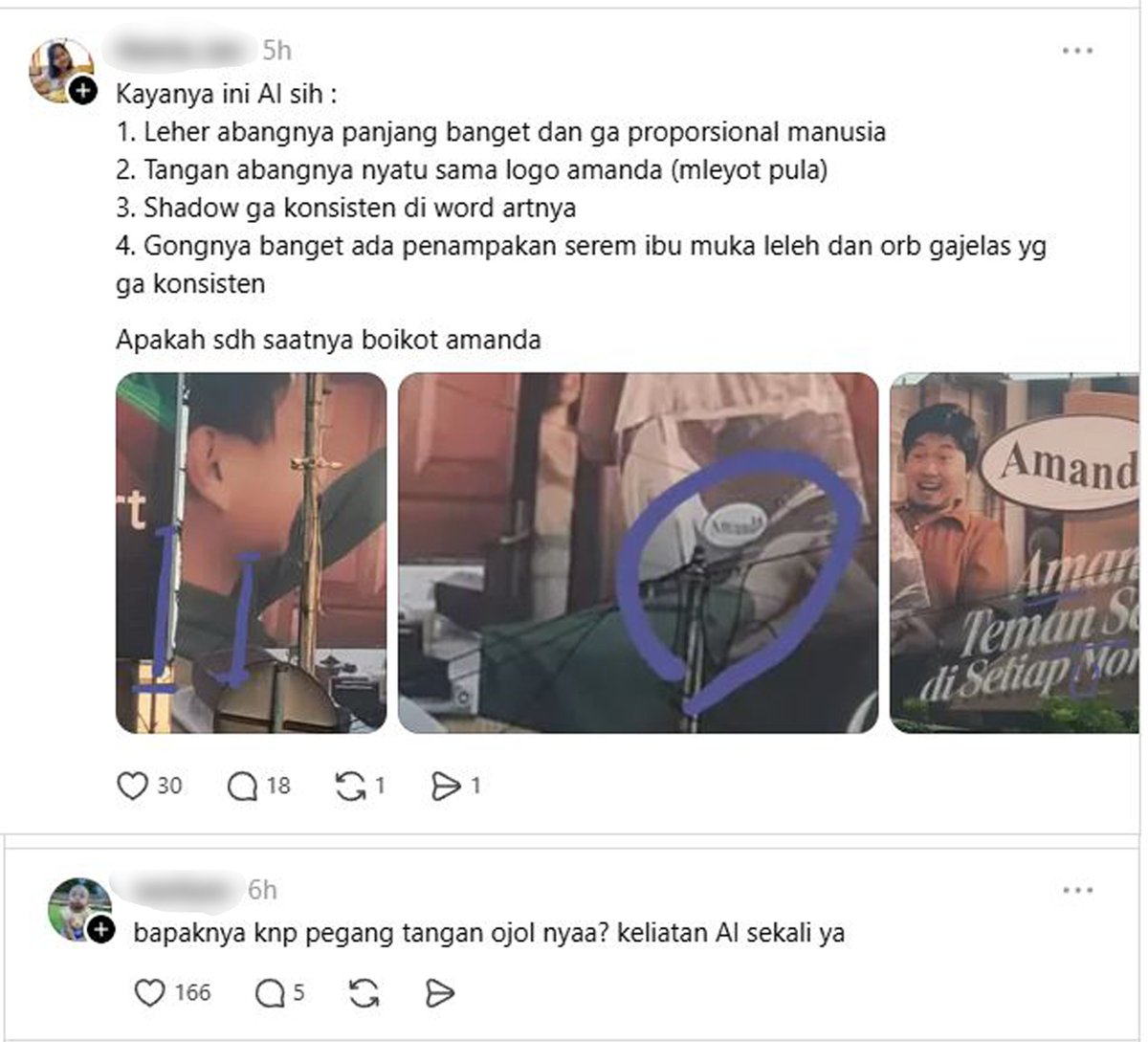 _AmandaBrownies's tweet photo. bekerja keraslah sampai TVC yg kamu bayar mahal dikira AI 🫠🫠🫠 https://t.co/KjQjckmZF1