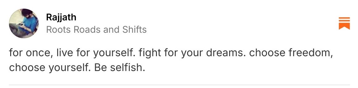 Rajjath24's tweet photo. be selfish in a good way. https://t.co/VSRiNM940K