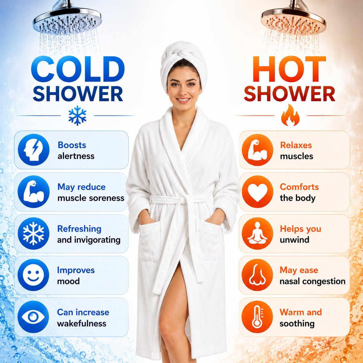yogafitness3264's tweet photo. Cold Shower vs Hot Shower: Which One Is Better for Your Health? 🚿❄️🔥
Cold and hot showers both offer unique health benefits. Cold showers may boost alertness and energy.
#HealthyLifestyle #Wellness #SelfCare #MorningRoutine #BetterHealth #FitnessTips https://t.co/rFp6BWjhZA