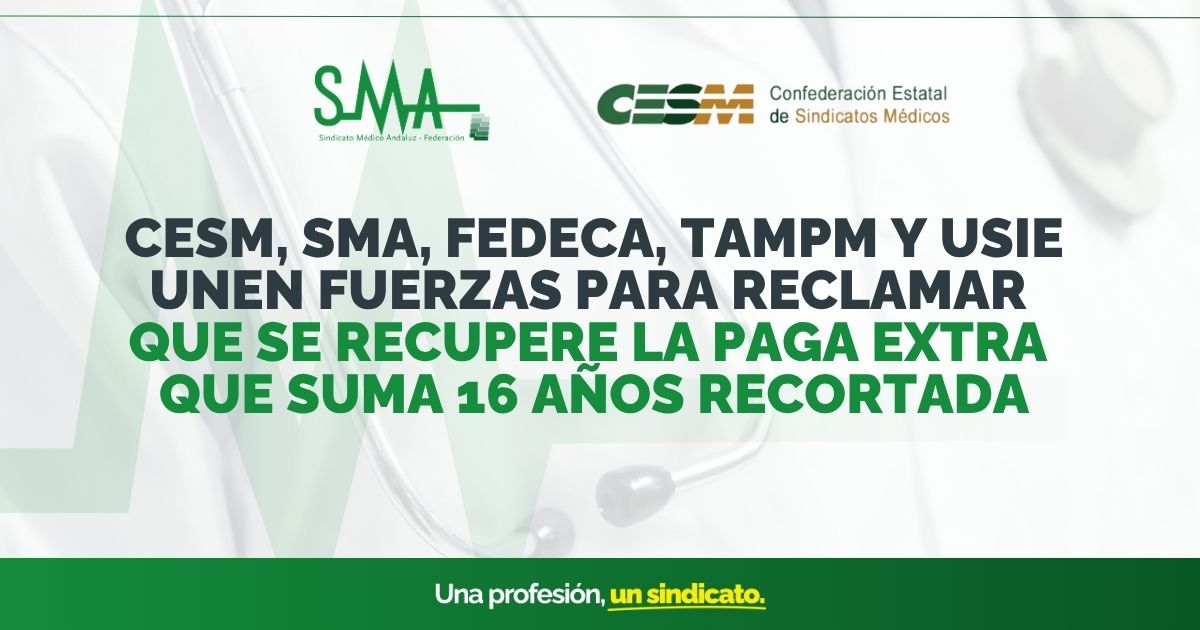 smandaluz's tweet photo. 📢 Nota de Prensa

🟩 CESM, SMA, FEDECA, TAMPM y USIE unen fuerzas para reclamar que se recupere la paga extra que suma 16 años recortada

Más información en ➡️https://t.co/fggz2uILNe https://t.co/ekcFsuSykv
