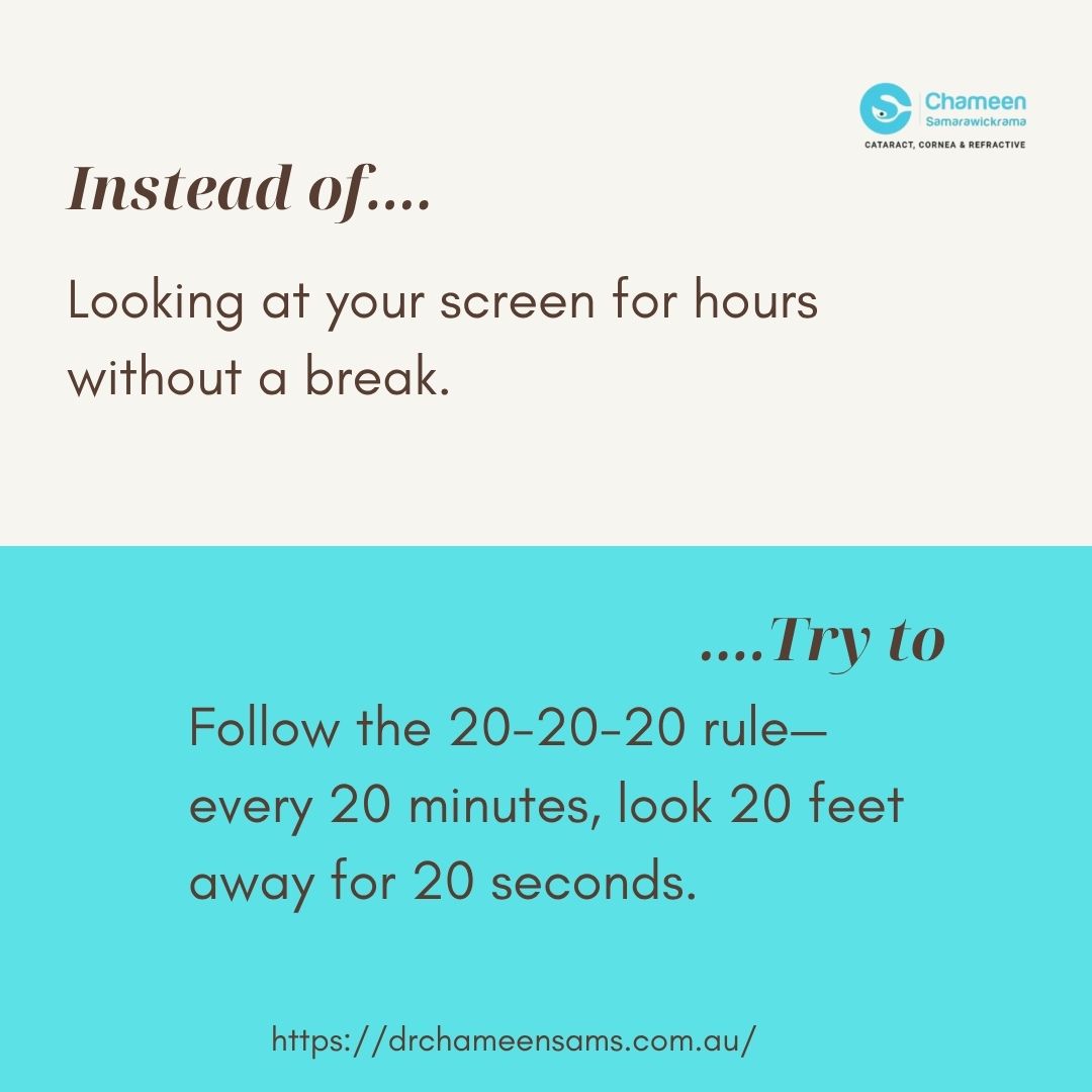 drchameensams's tweet photo. Spending hours on screens?
Give your eyes a break with the 20-20-20 rule:
✅ Every 20 minutes, look 20 feet away for 20 seconds.
A simple habit that can help reduce digital eye strain and keep your eyes feeling refreshed.💙
#EyeHealth #DigitalEyeStrain #202020Rule #ScreenTime https://t.co/UV4sbWwy4Y