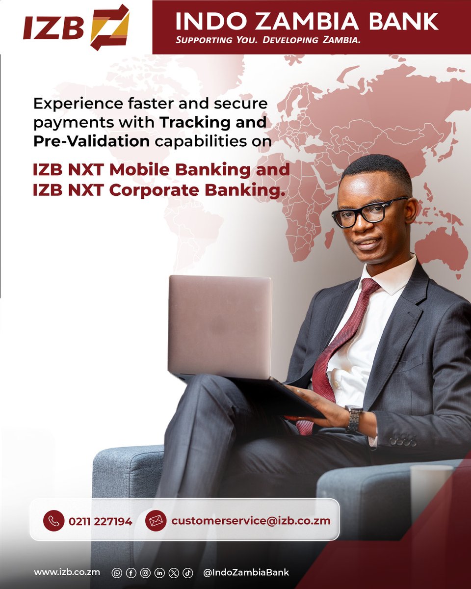 IndoZambiaBank's tweet photo. Know where your payment is, every step of the way.
RTGS and SWIFT Tracking with Pre-Validation gives you greater confidence with every transaction.
Have you tried the new feature yet? Tell us in the comments.
#IndoZambiaBank #SupportingYouDevelopingZambia #IZBNXT #RTGS #SWIFT #SecurePayments #DigitalBanking #BankSmart #BankWithConfidence #LetsGrowTogether