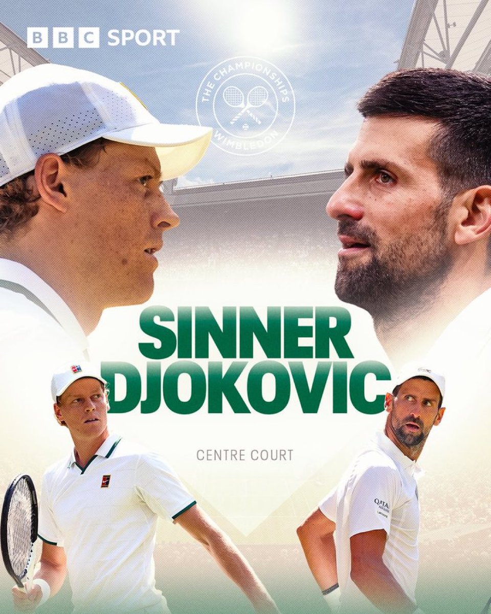 irevsdotco's tweet photo. Jannik Sinner vs Novak Djokovic on Centre Court. 🍿🔥

This has blockbuster written all over it.

Who wins? 👀

Writer: Clara https://t.co/AHxfrK2y6X