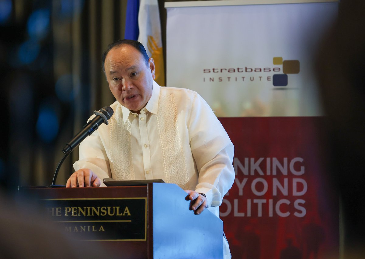 BaconPexcel's tweet photo. LOOK: Defense and diplomatic leaders gathered Friday to mark the 10th anniversary of the landmark arbitral ruling, reaffirming the Philippines' rights in the West Philippine Sea and the importance of a rules-based order.. | @bworldph

📷: Stratbase Media https://t.co/FJAtCheqlu