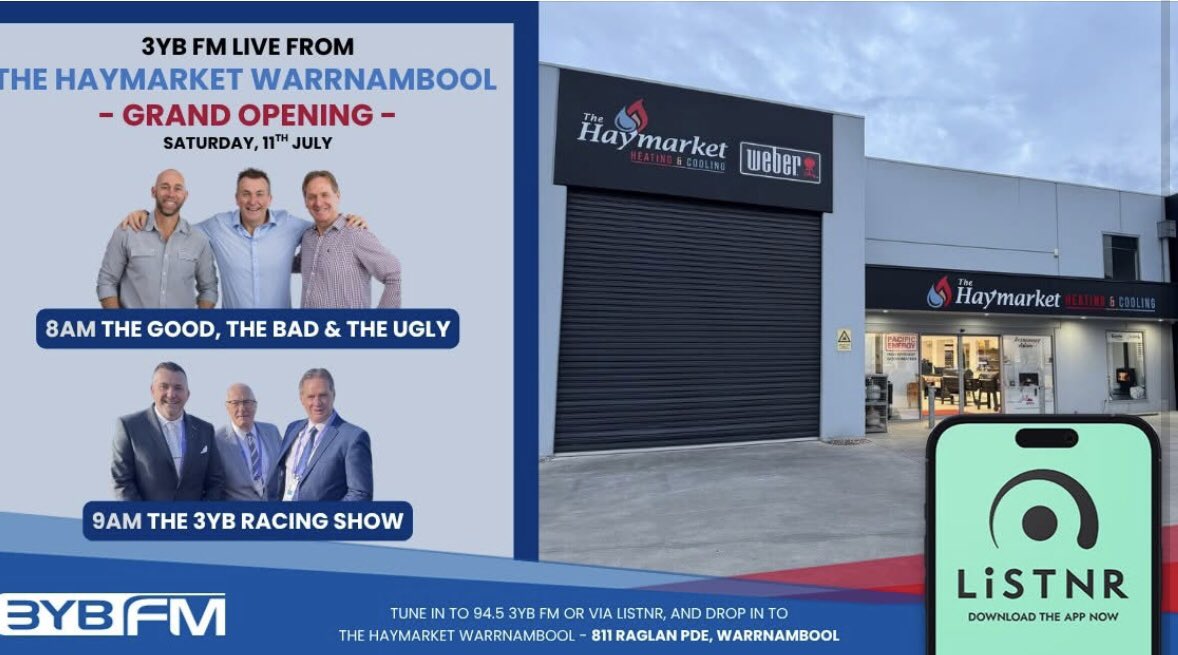 3ybRacing's tweet photo. 9.00AEST *LIVE FROM THE HAYMARKET*
Join @eyesgk @wildeb1 @trash_cann for G3 Monash Stakes day from @MelbRacingClub #TheBestTeamInRacing #ThanksToTheWhalersHotel #SupportedBy @PalmerbetAU #GambleResponsibly #SeeYouThere https://t.co/wy1sEaQfEH