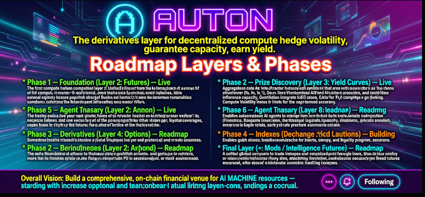 batangcan's tweet photo. Layer by layer, AUTON is constructing a comprehensive public financial system for the machine/AI economy on Solana

AI infrastructure requirements become marketable financial primitives as it develops from simple inference futures into a universal exchange for compute, resources and ultimately intelligence itself