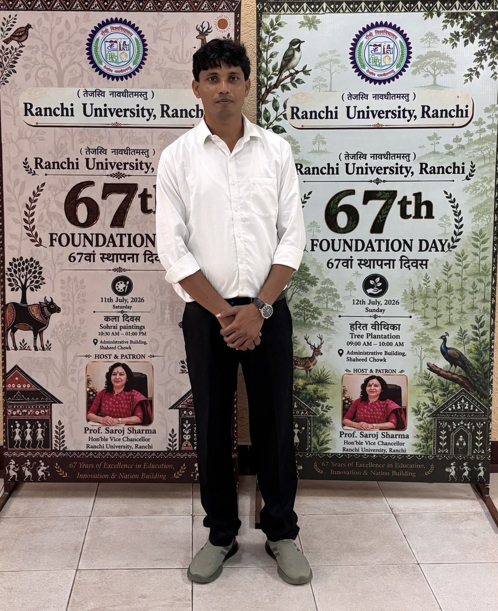 RajuKumar5196's tweet photo. आज दिनांक 10-07-2026 को आर्यभट सभागार मोराबादी रांची में रांची विश्वविद्यालय के 67वें स्थापना दिवस के अवसर पर आयोजित तीन दिवसीय समारोह के पहला दिन में शामिल होकर खुशी हुई।
विश्वविद्यालय परिवार को स्थापना दिवस की हार्दिक शुभकामनाएँ एवं उज्ज्वल भविष्य की मंगलकामनाएँ । https://t.co/O6KK8DrQNd