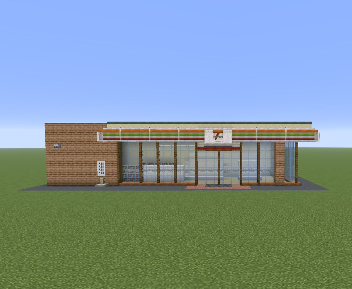 tasstar77's tweet photo. マイクラの新要素 クッションを使って
セブンイレブンを建築
なんと完全バニラの状態で作れます。MODなど一切不使用
自由度高すぎる...！
 #マイクラ https://t.co/bnW60uX527