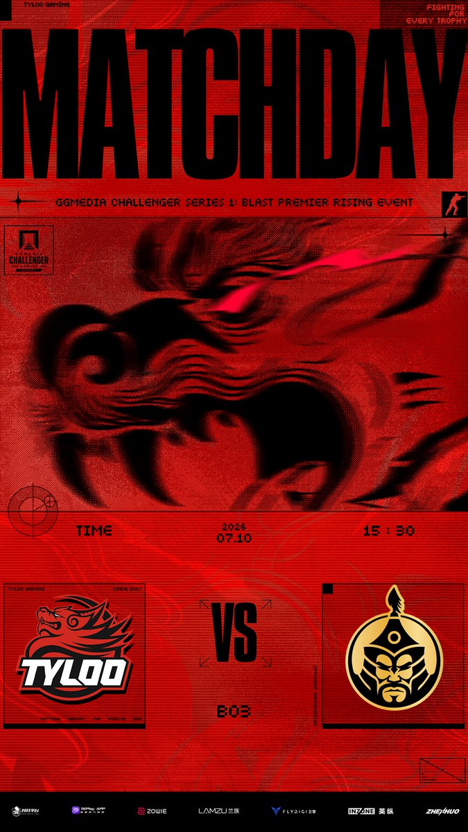 tyloogaming's tweet photo. 🔴GGMEDIA CHALLENGER SERIES 1

🔴July 10,2026,15:30 BO3

🔴TYLOO vs The Mongolz Academy

#TYLOOWIN https://t.co/RiKrZXqj46