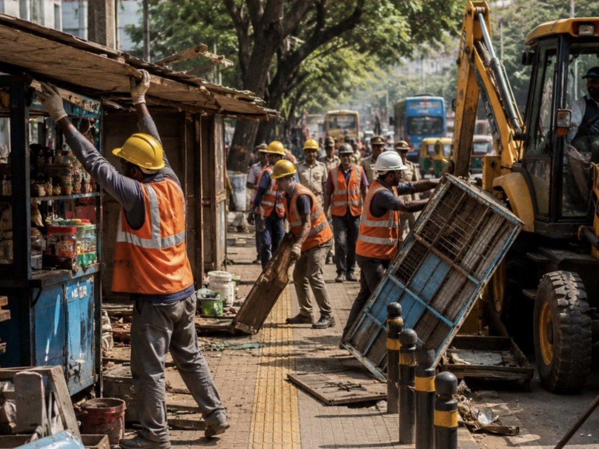 ani_digital's tweet photo. 'Harsh but necessary' to make Bengaluru walkable again: Karnataka launches footpath clearance drive, says vendors will be relocated, not removed
Read @ANI Story | https://t.co/xWvbNDIUhg
#Karnataka #Bengaluru #Foothpath #Walk https://t.co/8wxam5H8Ja