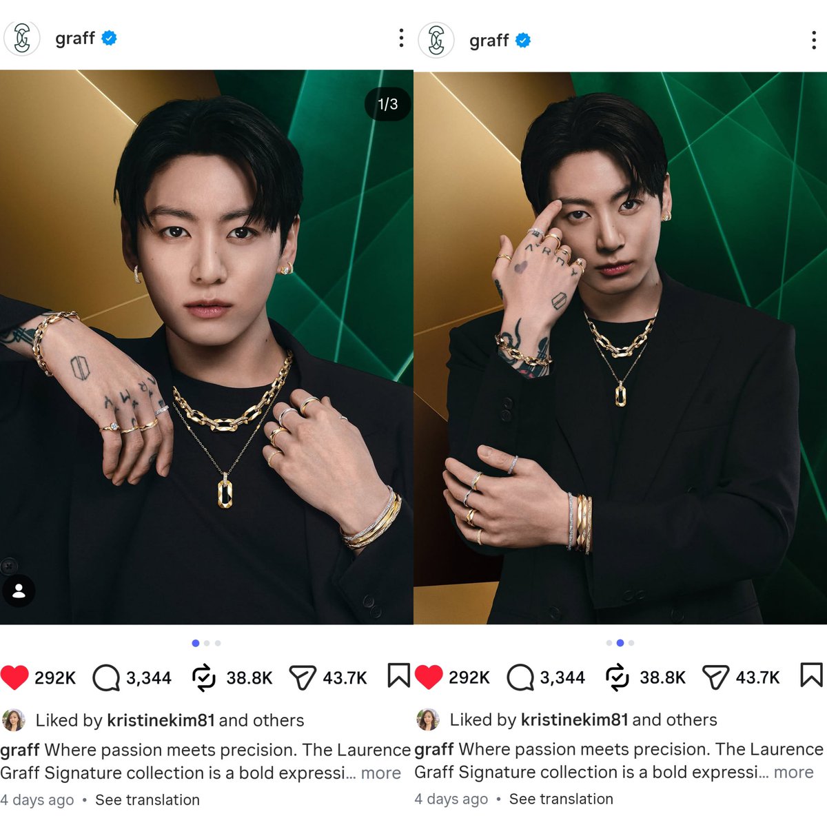 JungkookCrave_'s tweet photo. Kristine Kim, Senior PR Manager at Chanel Fragrance &amp; Beauty, liked Graff's Instagram post of Jungkook https://t.co/3y3yT3qyhi