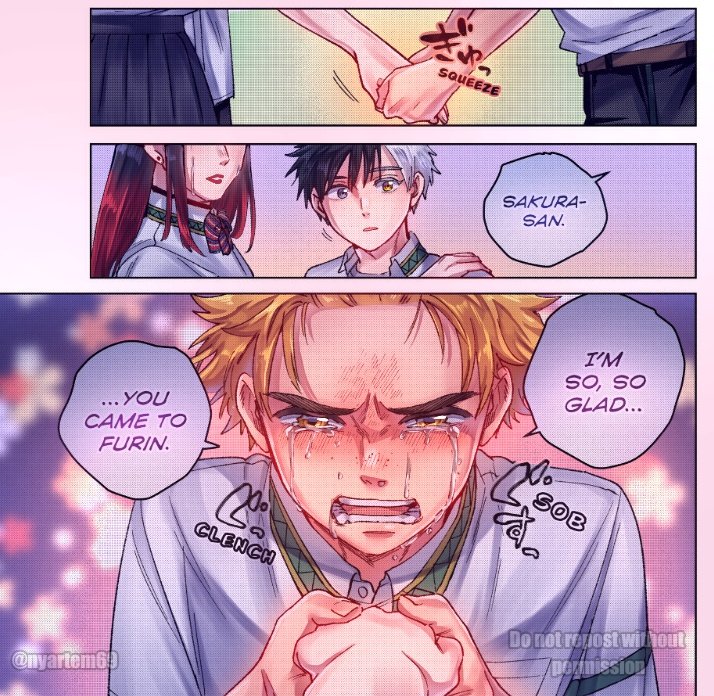 nyartem69's tweet photo. Istg if we ever get to see something like this but with reversed roles... Sakura comforting Nirei and being so grateful of their friendship... Dreaming is free 🥹 https://t.co/tujROZIMnc