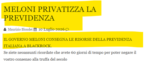 Erinni15's tweet photo. https://t.co/nIDfZgJbDg
è partito il silenzio assenso per aderire al trasferimento di una parte di contributi a un fondo pensione privato — se non vi opponete entro 60 giorni verrà trasferito anche il tfr, e non ci sarà modo di opporsi in futuro. https://t.co/ndJ0EurMnW
