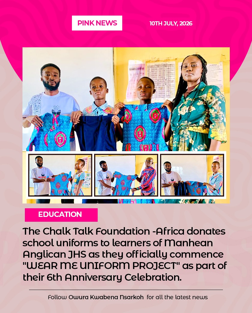 thechalk_talk's tweet photo. The Chalk Talk Foundation -Africa donates school uniforms to learners of Manhean Anglican JHS as they officially commence "WEAR ME UNIFORM PROJECT" as part of their 6th Anniversary Celebration. https://t.co/VP7x1vAuMY