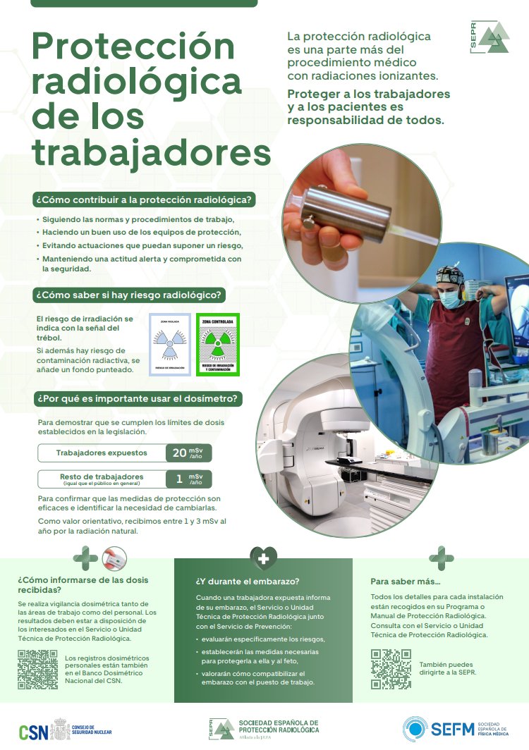 GVAinvassat's tweet photo. ❓ Sabes cómo reducir tu exposición a la radiación en el trabajo?
🛡️La protección radiológica es cosa de todos: sigue procedimientos, usa bien los equipos y evita riesgos

🤝 Infografía de @SocEspPR @CSN_es @SEFM_redes 
👉🏼 https://t.co/PMCrwxkq8R

#ProtecciónRadiológica #PRL #SSL https://t.co/uUjkRkcCBB